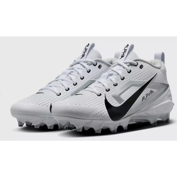 Nike Alpha Menace Mens 4 Varsity Molded Football Cleats 10 White Black NWOB - Picture 1 of 11